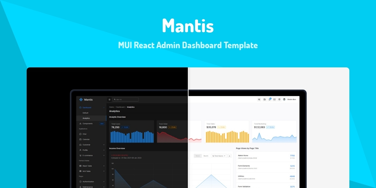Mantis MUI React Admin Dashboard Template Made with React.js